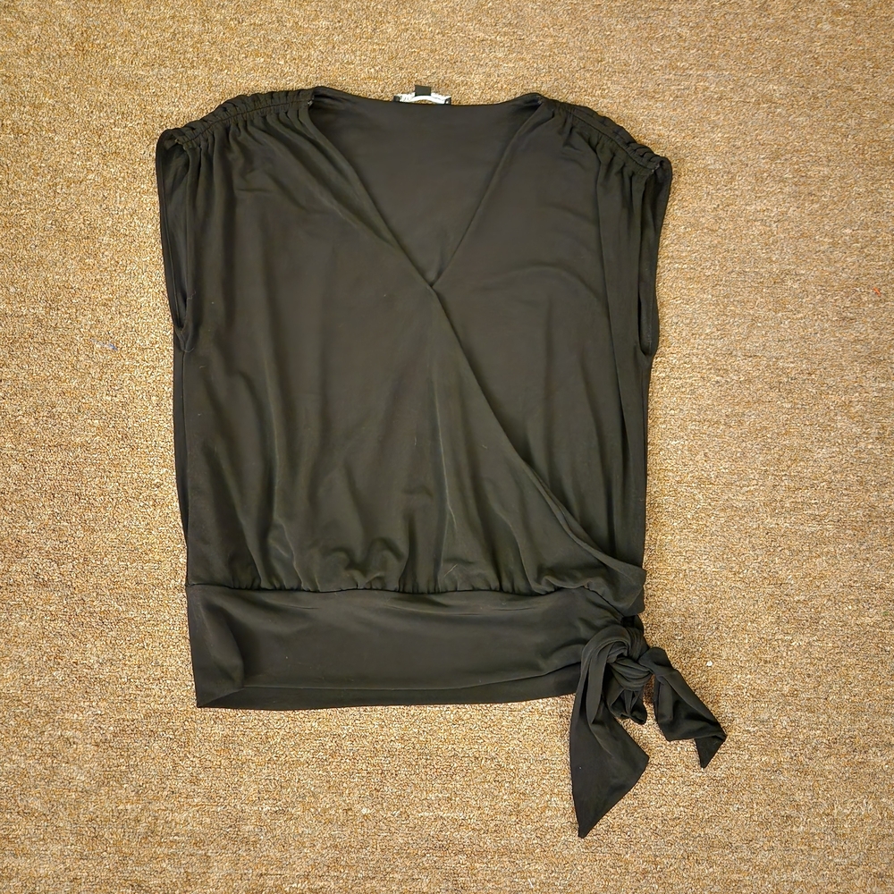 INC International Concepts Black Side-Tie Blouse